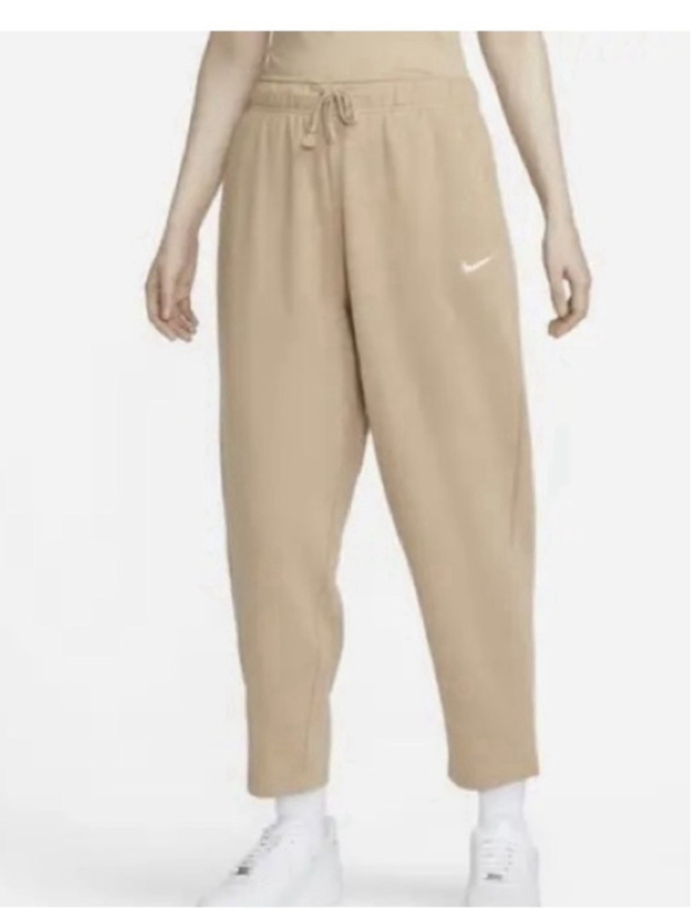 Nike Fleece High-Waisted Joggers Womens Sz XL Tan Ankle Sweatpant